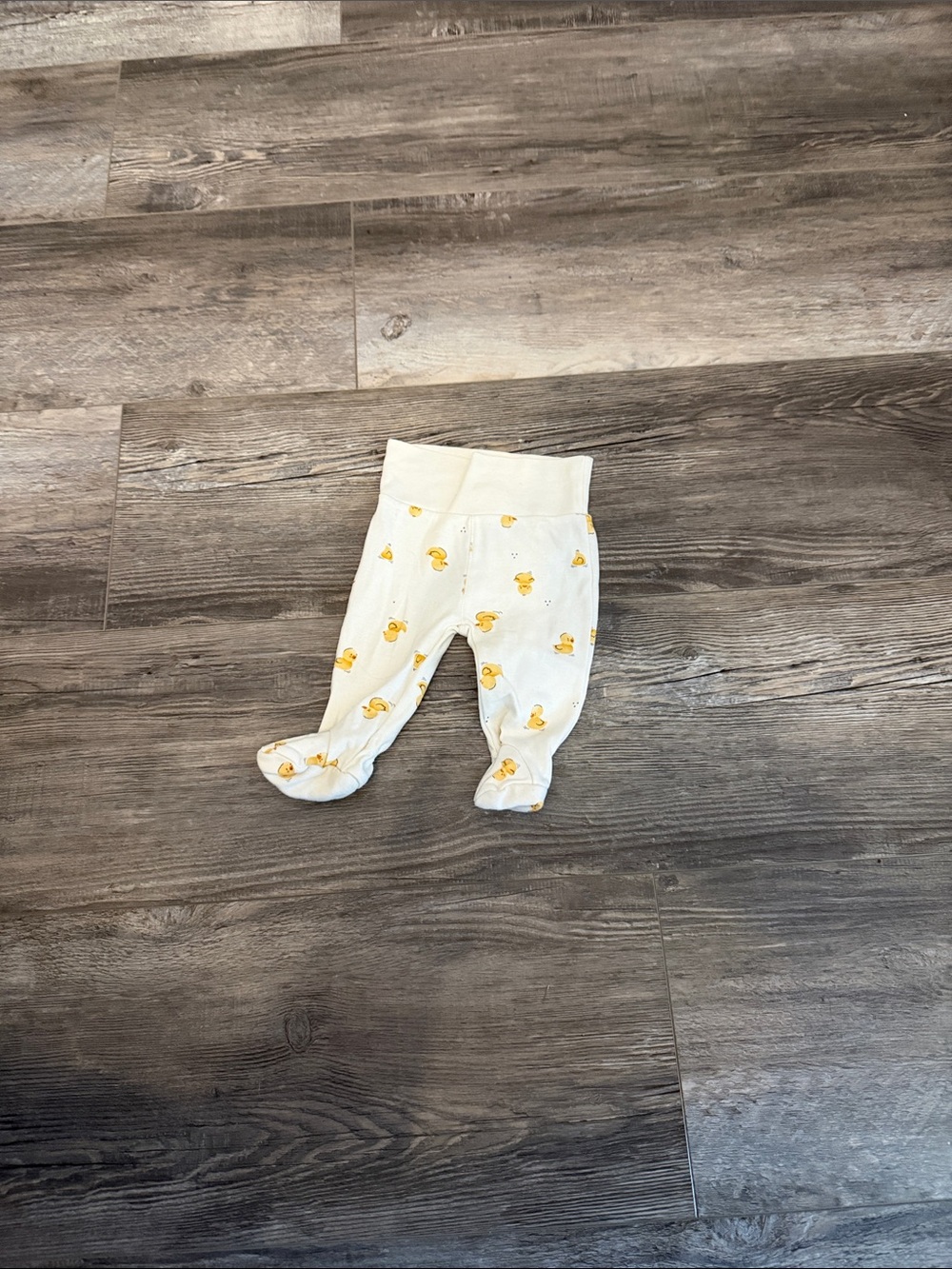 Petit Lem Baby White Footed One-Piece with Yellow Duck Print